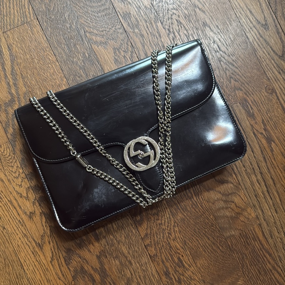 Authentic Gucci Black Leather Chain Shoulder Bag Gucci Black Patent leather - Picture 16 of 16
